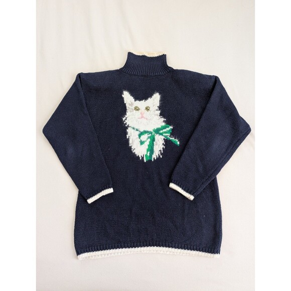 Eagles Eye Sweaters - The Eagle's Eye Sweater Womens Medium Knit Cat 1993 Grandma Cottage Core